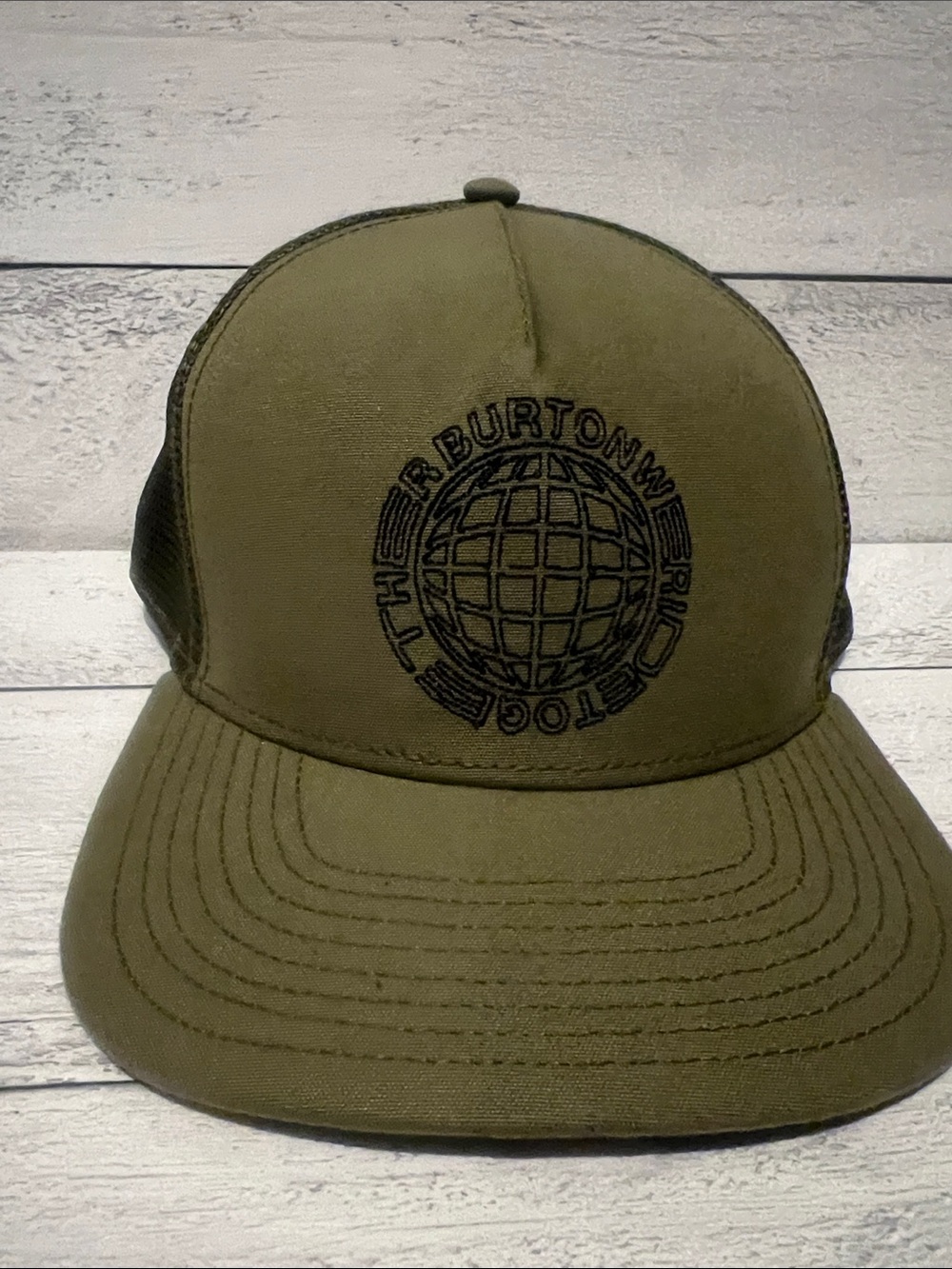 Burton Olive Green Logo Mesh Trucker Hat